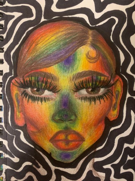 Rainbow, drawings, sketches, trippy Rainbow Face Drawing, Rainbow Face, Flash Art, Face Drawing, Tattoo Drawings, Drawing Inspiration, Portrait Tattoo, Art Ideas, Diy Projects