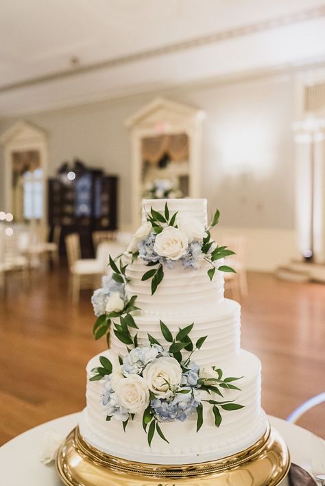 Two Tone Blue Wedding, Wedding Flowers With Dusty Blue, Navy And Dusty Blue Wedding Cake, Dusty Blue Sage Green Gray Wedding, Dusty Blue And Silver Wedding Cake, Dust Blue Wedding Centerpieces, Wedding Cake Dusty Blue Flowers, Blue White And Black Wedding Theme, Coastal Theme Wedding Decor