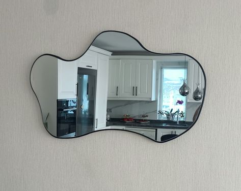 Etsy :: Your place to buy and sell all things handmade Aesthetic Mirror Wall, Irregular Mirrors, Squiggle Mirror, Wavy Wall, Creative Mirror, Abstract Mirror, Home Mirror, Horizontal Mirrors, Irregular Mirror