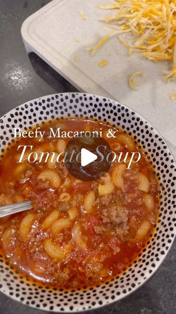 Aaron and Pleasant Marsee on Instagram: "It’s still soup season here. 
Beefy Macaroni and Tomato Soup.🥫 Minimal ingredients. One pot. Kid friendly (at my house). My kinda meal. Recipe below or comment soup and I’ll send it to your inbox. 
Beefy Macaroni and Tomato Soup 
1 pound ground chuck 
1 garlic clove 
1 box or carton of beef broth 
1 qt jar of crushed tomatoes (I used home canned from the garden, but you can find equivalent canned version)
1 can tomato sauce (16 oz.)
1 tsp salt 
1/2 tsp pepper
1/2 tsp paprika 
1 1/2 tsp Italian seasoning 
2 cups of macaroni 

Brown ground chuck, drain grease and return to pan. Turn heat to low, add one pressed garlic clove to meat and stir continually until garlic is fragrant. Add beef  broth, crushed tomatoes, tomato sauce, and spices. Turn heat to Recipes With Crushed Tomatoes, Tomato Macaroni Soup Recipe, Macaroni Soup Recipes, Macaroni And Tomatoes, Ground Chuck, Can Tomato Sauce, Macaroni Soup, Garlic Clove, Soup Season