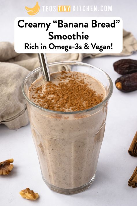 Banana Bread Smoothie, Fatty Acid Foods, Walnut Smoothie, Vegan Drinks Recipes, Classic Banana Bread, Walnut Recipes, Smoothie Drink Recipes, Brown Spots Removal, Healthy Banana Bread