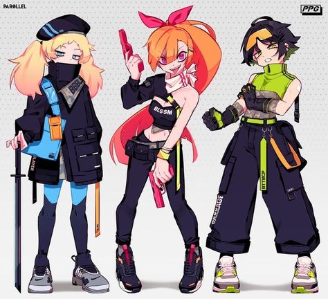 Aesthetic Techwear, Choose Your Fighter, Super Nana, No U, Techwear Streetwear, Powerpuff Girls Fanart, Drawing Aesthetic, Rowdyruff Boys, Ppg And Rrb