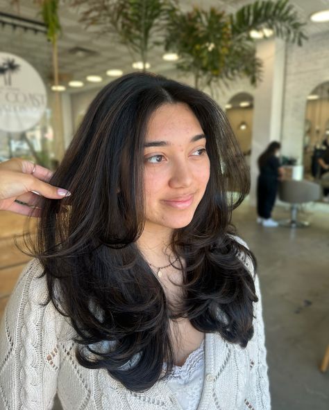 layers on layers 🌾 #njhair #njhairstylist #haircut #layers #faceframe #blowout #denvillenj Blowout No Layers, Long Layered Blowout, Layered Blowout, Blowout Layers, Layers Medium Hair, Blowout Haircut, Haircut Layers, Layers Medium, Long Layers