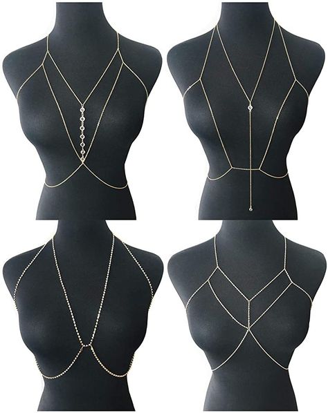 Diy Chain Harness, Body Chain Outfit, Diy Body Chain, Jóias Body Chains, Night Club Bar, Body Chain Harness, Dating Anniversary, Chain Harness, Party Night Club