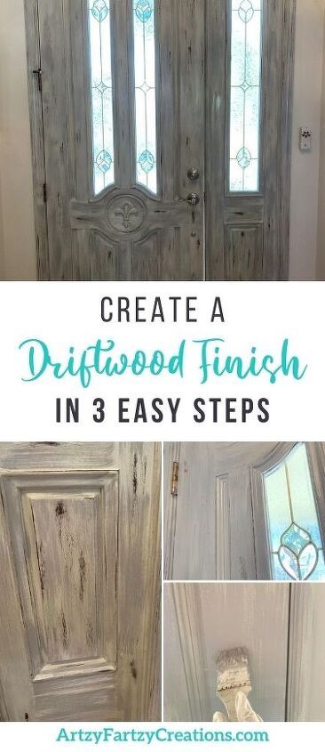 3 Easy Steps to a Driftwood Finish | Hometalk Distressed Doors, Tinted Primer, Glidden Paint, Vintage Hutch, Driftwood Stain, Weathered Wood Finish, Diy Driftwood, Diy Scrapbook Paper, Stair Makeover