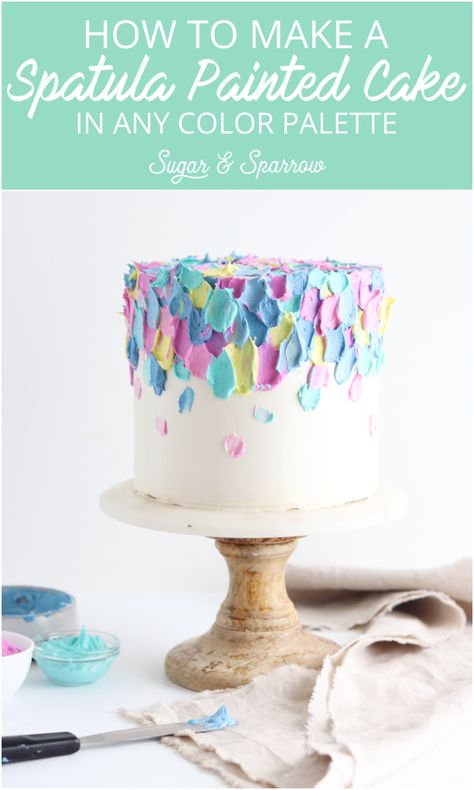 A tutorial for this spatula painted buttercream technique that looks great in any color palette! It's the easiest cake art you'll make | Sugar & Sparrow | #cake #cakedecorating #cakeideas #cakeart #art #buttercream Buttercream Techniques, Smash Cake Recipes, Creative Cake Decorating, Gateaux Cake, Easy Cake Decorating, Cake Decorating Designs, Painted Cakes, Cake Decorating Tutorials, Savoury Cake