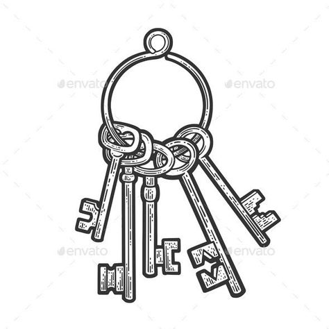 Bunch of Keys Sketch Vector Illustration Bunch Of Keys, Key Tattoos, Key Tattoo, Illustration T Shirt, Vector Sketch, Graphic Design Photography, New Tattoos, Vector Illustration, Graphic Tshirt