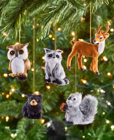 Woodland Food, Woodland Animal Ornaments, Woodland Christmas Theme, Forest Christmas Tree, Animal Christmas Ornaments, Woodland Christmas Ornaments, Woodland Christmas Decor, Winter Wildlife, Yule Tree