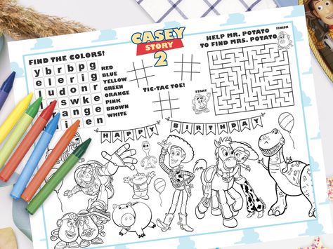 Toy Story Etch A Sketch Frame, Activity Placemat, Etch A Sketch, Pastel Party, Story Activities, Toy Story Party, Some Text, Print Store, Types Of Printer