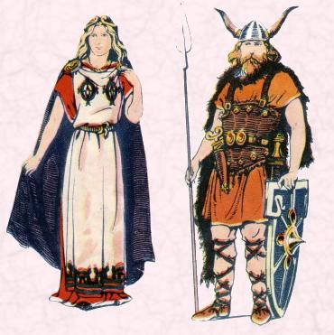 Early Clothing in Costume History - Saxon, Frankish and Anglo Saxon Costume 500-1000AD Anglo Saxon Dress, Visigoth Clothing, Saxon Clothing, Anglo Saxon Clothing, Small Illustrations, Anglo Saxon History, British Costume, Celtic Clothing, German Clothing