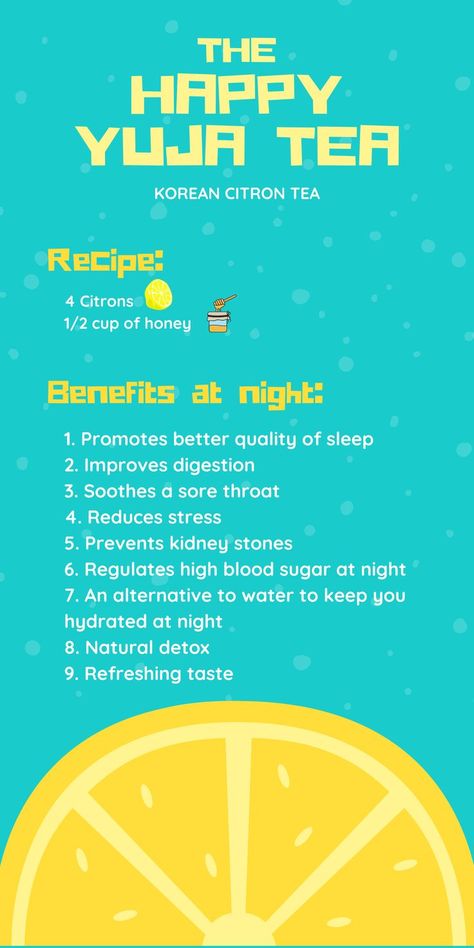 It’s a simple change that can have a great effect, here’s what lemon tea at night can do for you. Korean Citron Tea, Honey Citron Tea, Tea At Night, Citron Tea, Benefits Of Lemon, Heavy Metal Detox, Honey Benefits, Lemon Benefits, Making Changes