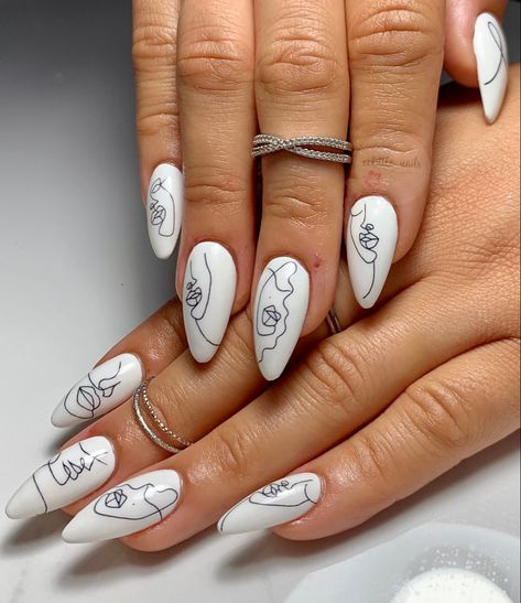 Picasso Nails, Nails December, Classic Nail Designs, Uñas Ideas, Bday Nails, Line Nail Art, Manicure Designs, Girly Acrylic Nails, Lines On Nails