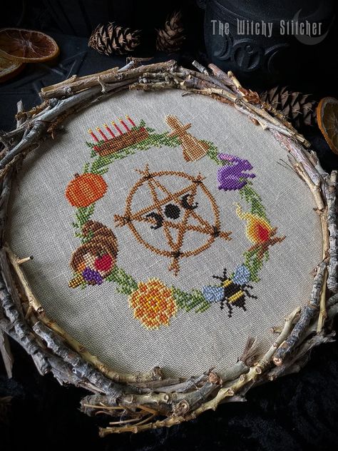 Wheel Of The Year Cross Stitch Pattern Pagan Wicca | Etsy Wheel Of The Year Cross Stitch Pattern, Cross Stitch Witchcraft, Practical Magic Cross Stitch, Wheel Of The Year Embroidery Pattern, Wiccan Embroidery, Wheel Of The Year Cross Stitch, Magical Cross Stitch, Yule Cross Stitch, Pagan Beading Patterns