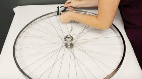 She Takes A Bike Rim And Makes The Most Unique Item For Her Home! | DIY Joy Projects and Crafts Ideas Diy Joy, Something Interesting, Kids Corner, Silk Flower, Diy Hacks, Crafts Ideas, Crafts To Do, Wall Clocks, Conversation Piece