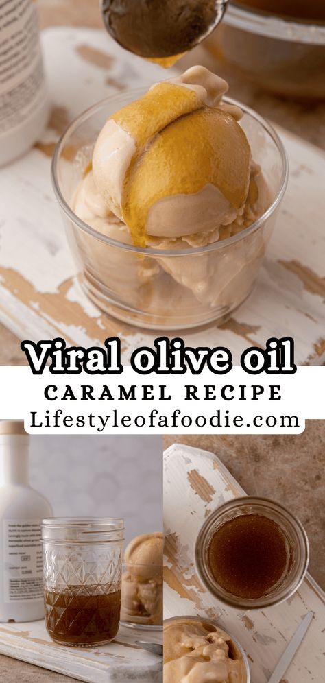 This viral olive oil caramel sauce has taken the internet by a storm and for good reason. It's a delicious 2 ingredient caramel sauce that goes so well with ice cream! 2 Ingredient Caramel Sauce, Olive Oil Caramel, Olive Oil Caramel Sauce, Sauce For Coffee, Gfdf Recipes, Carmel Recipe, Olive Oil Ice Cream, Homemade Coffee Syrup, Caramel Recipe