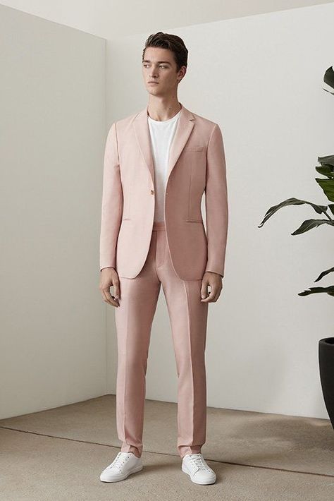 Pink And White Suit Men, Pastel Outfit Men, Pink Suit Men, Tuxedo Suit For Men, Suits And Sneakers, Blazer Outfits Men, Formal Men Outfit, Designer Suits For Men, Suits Men