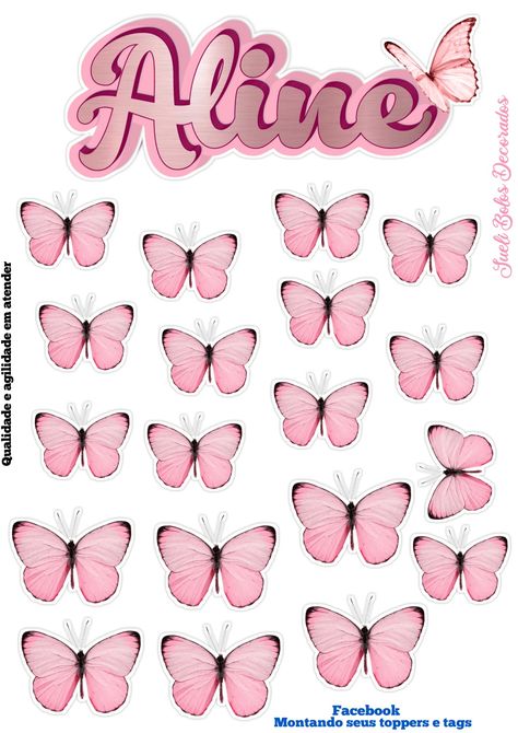 Cake Printable, Butterfly Cake Topper, Birthday Cake Topper Printable, Animal Cakes, Butterfly Cakes, First Tooth, Butterfly Art, Pink Butterfly, Rapunzel