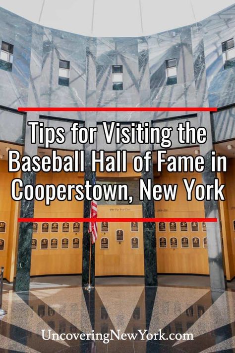 The National Baseball Hall of Fame in Cooperstown, New York is a must-visit spot for anyone that loves this American pastime. Find out everything you need to know to visit this amazing museum. Baseball Hall Of Fame Cooperstown, Usa Vacation Destinations, Niagara Falls Vacation, Cooperstown Dreams Park, Cooperstown New York, Cooperstown Ny, Baseball Tournament, Baseball Hall Of Fame, Spring In New York