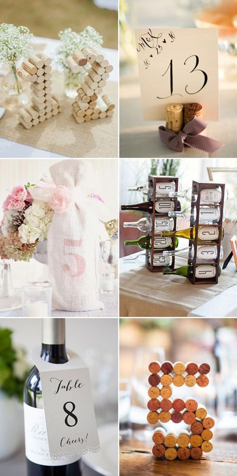 Wedding reception is the perfect time to eat, drink, and be merry, and one of the first things your guests will see (and even search for) are the table numbers. Table numbers are not just practical “signs”, but also decoration pieces.  You can get creative and make your own table number signs with just a … Wedding Table Number Ideas, Table Number Ideas, Table Numbers Wedding Diy, Wedding Reception Themes, Romantic Wedding Centerpieces, Cork Wedding, Diy Table Numbers, Number Ideas, Diy Wedding Table