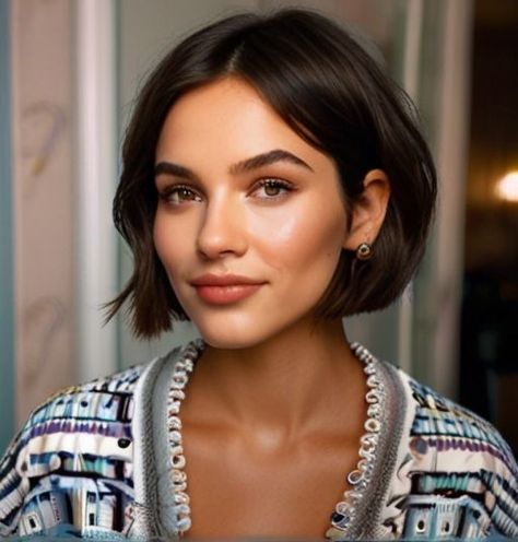 Messy Bob Thick Hair, Choppy Bob Hairstyles Round Faces, French Bob Hairstyles, Short French Bob, Mid Hairstyles, Brunette Short, Summer Haircut, Short Brunette Hair, Rambut Brunette