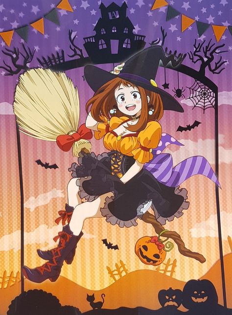 Anime Halloween, Witch Halloween Costume, Ochako Uraraka, Artist Alley, Halloween Icons, Halloween Magic, Manga Anime One Piece, Anime Tattoos, Halloween Pictures