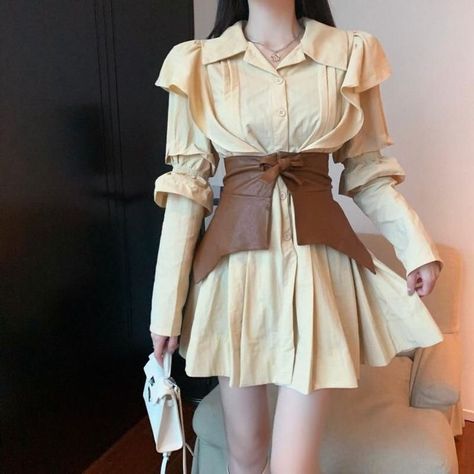 Dresses Ruffles, Young Outfit, Women Shirt Dress, Ruffle Long Sleeve Dress, Shirt Dress Long, Pet Dress, Be Okay, Mini Short, It's Okay