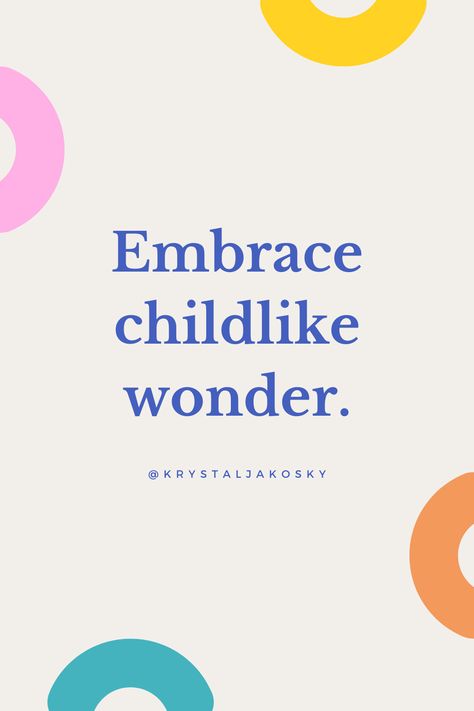 I talk to people, friends, family, and clients about returning to the things that brought you joy as a child. The things that caused the corners of your mouth to turn up and your cheeks began to hurt because you were enjoying the experience so completely. How can you embrace a little more childlike wonder right now? #Journaling #SelfCare #LifeTip #Quote My Inner Child Quotes, Childlike Wonder Quotes, Affirmations For Inner Child Healing, Wounded Inner Child, Healing Your Inner Child, Talk To People, Childlike Wonder, My Inner Child, Misery Loves Company