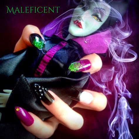 Maleficent Nails, Maleficent Movie, Disney Maleficent, Purple Gems, Nails Done, Disney Nails, Nail Varnish, Maleficent, How To Do Nails