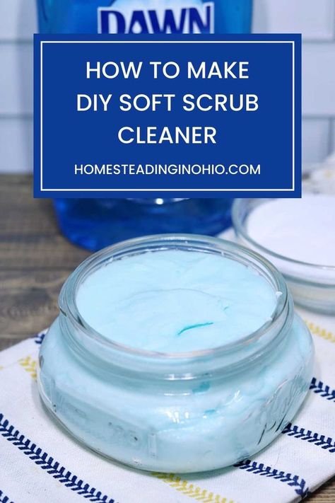 Soft Scrub Cleaner, Soft Scrub Recipe, Diy Cleaning Recipes, Baking Soda Cleaner, Essential Oils Diy, Baking Soda Scrub, Soft Scrub, When To Plant Vegetables, Diy Cleaning Products Recipes