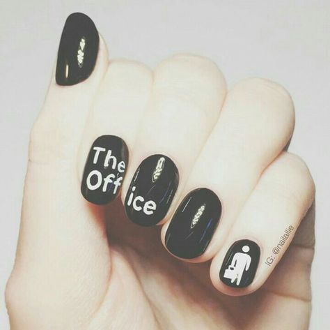 The Office Nails Tv Show, The Office Nail Art, The Office Nails, Office Nail Art, Office Nails, Nail Polish Hacks, Office Tv Show, Office Tv, Office Memes