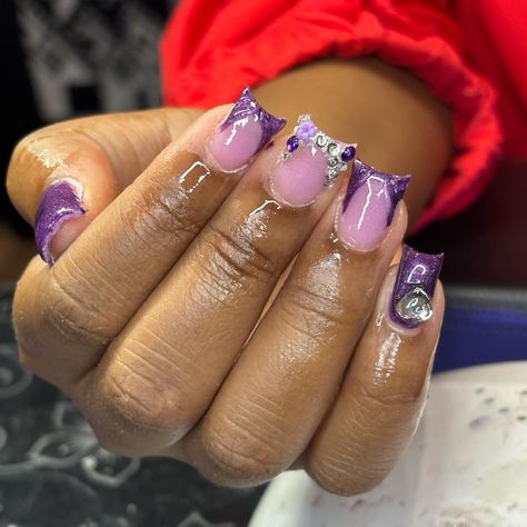 purple duckies 💜🤭 have you booked your appointment yet ? - click the link in bio or dm to book - dm or text 770-742-9868 for any questions - if viewing follow @kaaenailedit ★ #winternails #ducknails #book #conyersnailtech #covingtonnailtech #atlnailtech #atl #frenchtipnails #purplenails #shortnails Purple Duck Nails, Pink And Purple Nails, Purple French Tip, Duck Nails, Purple Shorts, Prom Nails, French Tip Nails, Purple Nails, Nail Tech