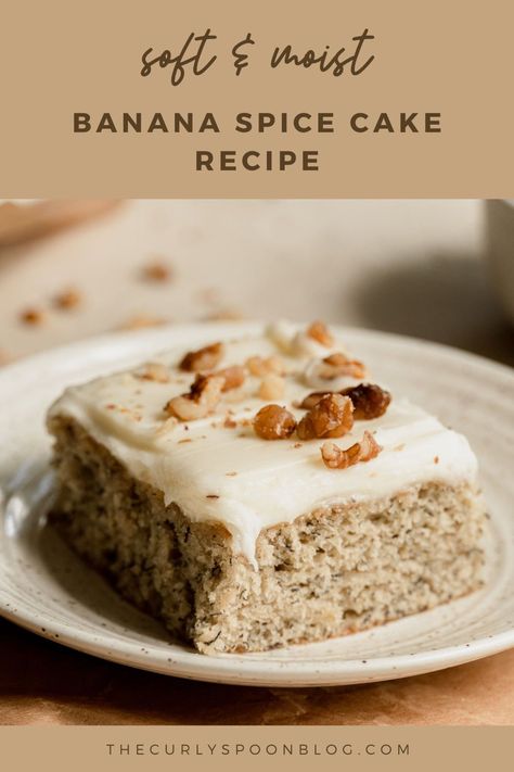 Banana Spice Cake Recipes, Banana Spice Cake Mix Recipes, Spiced Banana Cake, Banana Spice Cake, Spice Cake Mix Recipes, Banana Nut Cake, Banana Cake Mix, Banana Frosting, Spice Cakes