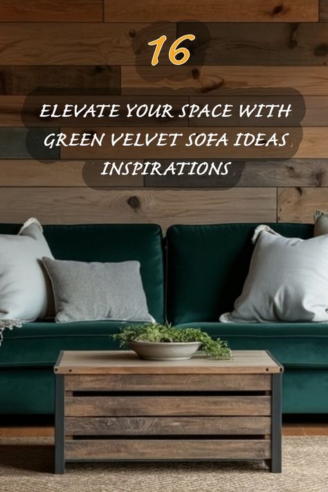 Transform your living space with these elegant green velvet sofa inspirations! From cozy cushions to chic decor, discover how to elevate your home with a touch of luxury and style. Brown Couch Green Chair, Green Velvet Slipcover Sofa, Green Sofas Ideas Living Room, Velvet Green Couch Living Room, Green Couch Styling, Room With Green Couch, Dark Green Sofa Living Room, Green Couch Aesthetic, Moss Green Sofa