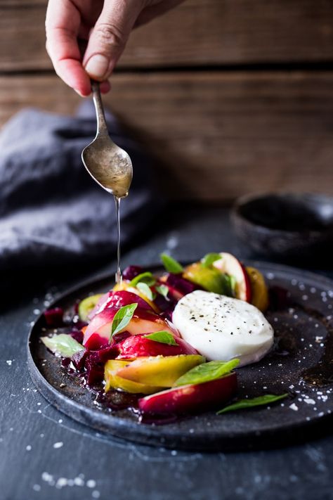 Melon Basil Burrata Salad With Crispy Prosciutto, Salad With Nectarines, Burrata Appetizer, Salad With Burrata, Simple Balsamic Vinaigrette, Nectarine Salad, Burrata Recipe, Feasting At Home, Burrata Salad