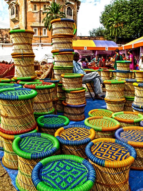 Bamboo stools for sale | Patiala, Punjab, India | Punjab, India Punjab Culture, Small Space Inspiration, Pakistan Art, Can't Be Tamed, Pakistan Culture, Pakistani Culture, Punjabi Culture, Random Dump, Indian Colours