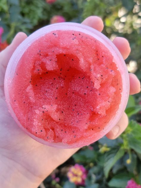 Watermelon Sugar Scrub, Watermelon Fragrance, Watermelon Lip Scrub, Watermelon Scrub, Red Liquid, Homemade Scrub, Colored Sugar, Watermelon Sugar, Shower Steamers