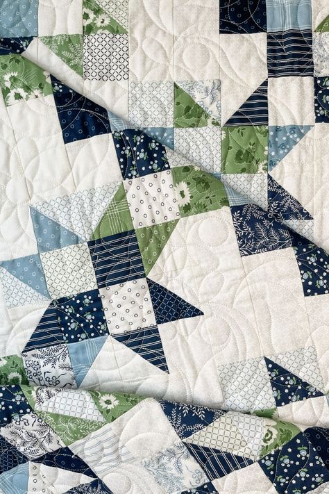 Star Streams Scrap Quilt - Treeline Quilting Quilts With Stars And Squares, Shooting Star Quilt Pattern, Easy Star Quilt Pattern, Free Star Quilt Patterns, Free Queen Size Quilt Patterns, Woven Star Quilt Pattern Free, 3 Yard Quilt Patterns Free, Easy Quilts For Beginners, Quilt Hacks