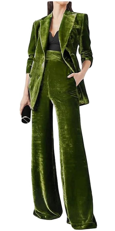 PRICES MAY VARY. Title: Botong Women's 2 Piece Velvet Suit Office Work Suit Notch Lapel Double Breasted Blazer Pants Business Suit Set Sage Green L. Product Type: Departments > Women > Clothing > Suiting & Blazers > Suit Sets Velvet Suit, Business Pants, Work Suits, Velvet Pants, Business Suit, Style Mistakes, Breasted Blazer, Double Breasted Blazer, Suit Set