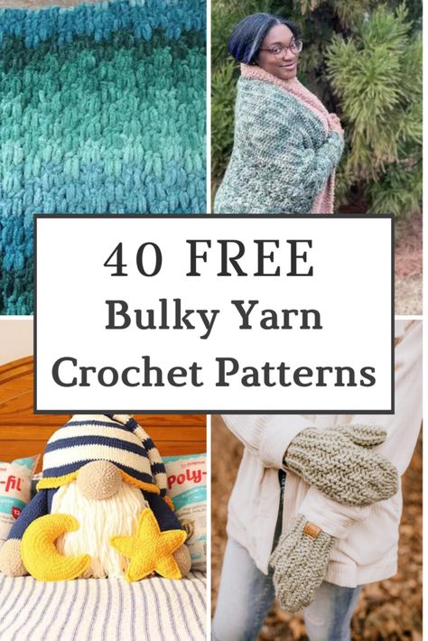 40 Free Bulky Yarn Crochet Patterns Roundup - Carroway Crochet Bulky Crochet Patterns, Bulky Yarn Crochet Patterns, Super Bulky Yarn Patterns Crochet, Super Bulky Yarn Patterns, Carroway Crochet, Crochet Slouchy Beanie Pattern, Socks Crochet Pattern, Bulky Crochet, Bulky Yarn Crochet