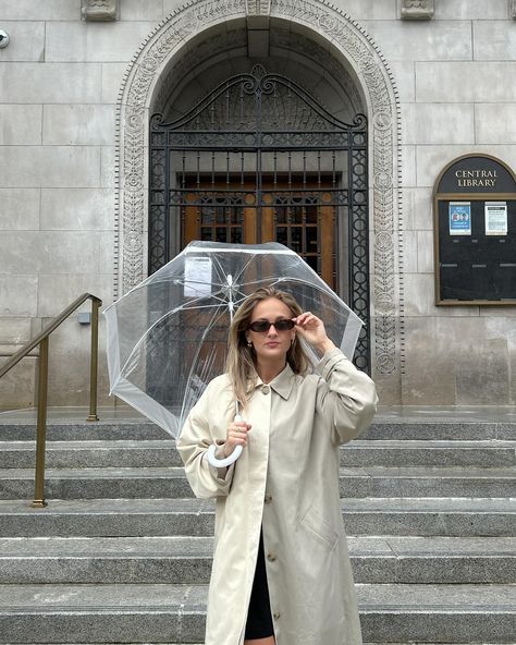 Sick of the rain tbh . . . . . . Classy outfit, pre-spring, spring style, trench coat, rainy day, spring transition outfits, classy chic, Pinterest inspired, minimal outfit, fall fashion, 90’s aesthetic, model off duty, Parisian style, coffee lover #springoutfitideas #minimalaesthetic #90svintage #modeloffduty Raincoat Outfit Aesthetic, Rain Day Outfit, Outfits Classy Chic, Spring Transition Outfits, Style Trench Coat, Rain Outfit, Raincoat Outfit, Emma Rose, 90’s Aesthetic