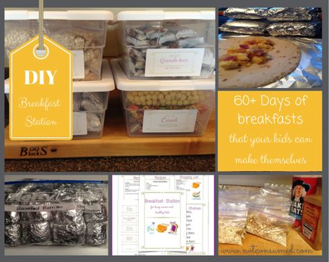 DIY Breakfast station...making life easy for mom and healthy for the kids. 60+ days of self-serve breakfasts. Food Organization, Breakfast Station, Cake Courgette, Kids Cereal, Diy Breakfast, School Edition, Kid Recipes, Table D Hote, School Breakfast