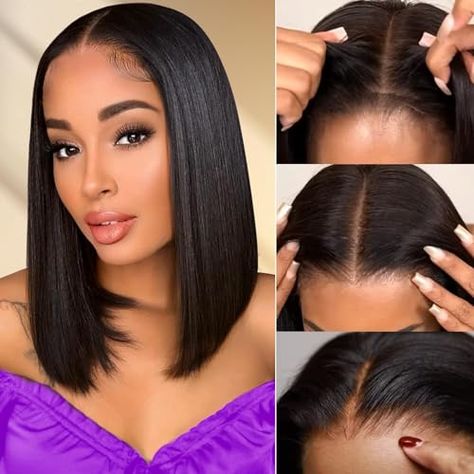 Wear and Go Glueless Bob Wigs Human Hair Pre Plucked Pre Cut 5x5 HD Transparent Lace Closure Wigs 180% Density Ready to Wear Short Straight Lace Front Wigs For Black Women Beginner Friendly 12 Inch Glueless Wigs For Black Women, 12 Inch Bob Wig, Closure Wigs, Straight Lace Front Wigs, Wigs Human Hair, Lace Closure Wig, Closure Wig, Wigs For Black Women, Bob Wigs