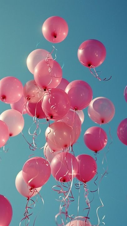 A cluster of pink balloons floats gracefully against a clear blue sky, symbolizing celebration and joy. Photo Splash, Balloons Photography, Beautiful Balloons, Sky Gif, 1% Wallpaper, Clear Blue Sky, Colourful Balloons, Pink Balloons, Helium Balloons