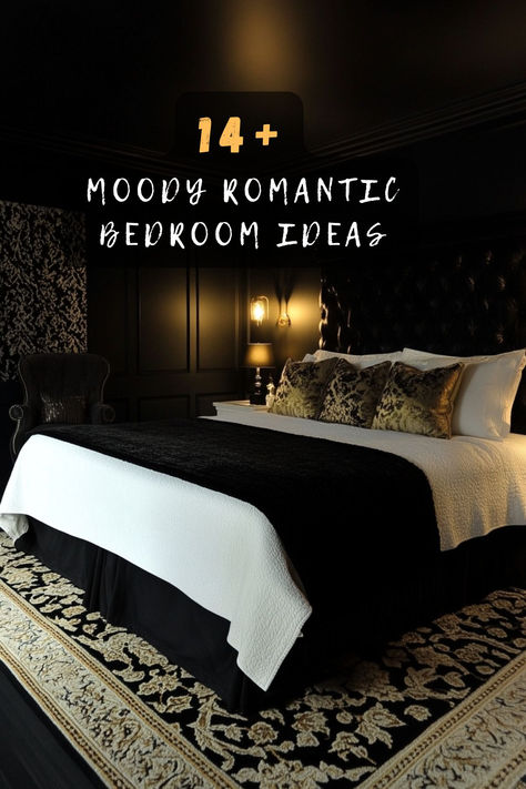 Set the mood with these 14 moody romantic bedroom ideas! From deep colors to soft lighting and luxurious textures, create the ultimate cozy retreat. Click now for inspiration! 🛏️✨❤️ #RomanticBedroom #MoodyDecor #BedroomInspo #InteriorDesign #CozySpaces #BedroomGoals #HomeDecor Spa Inspired Bedroom Master Suite, Dreamy Bedrooms Romantic, Modern Moody Bedroom, Romantic Bedroom Lighting Ideas, Spa Inspired Bedroom, Hotel Vibe Bedroom, Romantic Bedroom Colors, Moody Romantic Bedroom, Dark Romantic Bedroom