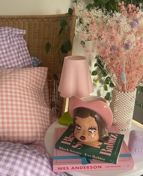 Bedside Table Aesthetic, Girl Nightstand, Ghost Video, Table Aesthetic, Lil Ghost, Pink Pfp, Art Animation, 3d Software, Barbie Dream House