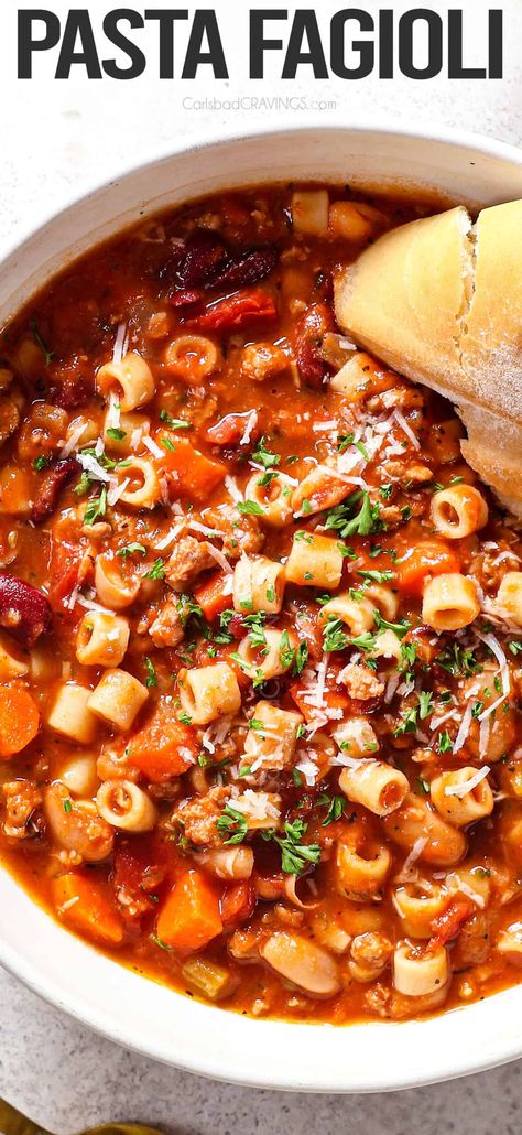 Pasta Fagioli - Carlsbad Cravings The Best Pasta Fagioli Recipe, Skinnytaste Pasta Fagioli Soup, Pasta Fagioli With Bacon, Pasta Figole Soup, Pasta Fagioli Giada Recipe, Pasta Fagioli With Spaghetti Sauce, Pasta E Fagioli Soup Vegetarian, Creamy Pasta Fagioli Soup, Pasta Fagioli Vegetarian