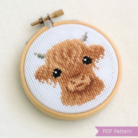 Highland Cattle Cross Stitch PDF Highland Cow Embroidery Instant Download Small - Etsy Denmark Highland Cow Embroidery, Cow Cross Stitch, Cow Embroidery, Highland Calf, Highland Cattle, Cross Stitch Animals, Cross Stitch Art, Highland Cow, Crochet Ideas