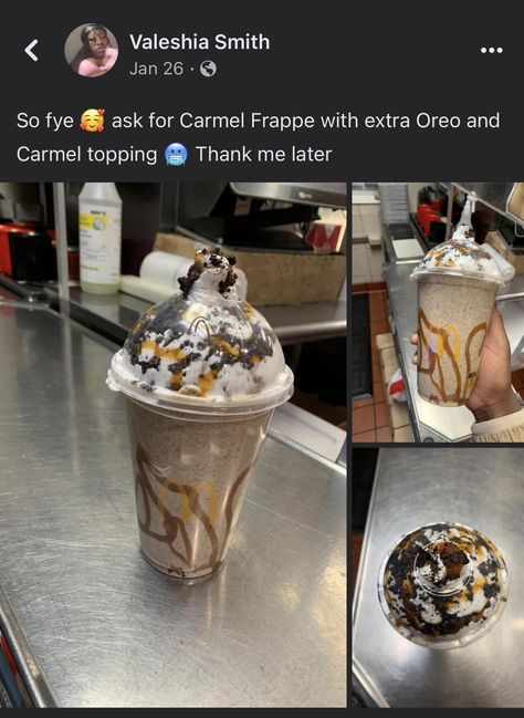 Carmel Frappe Starbucks Drinks, Mcdonald’s Drinks, Starbucks’s Frappe, Mcdonald’s Caramel Frappe Recipe, Mcdonald’s Coffee Frappe, Carmel Frappe Mcdonald’s, Starbucks Secret Menu Recipes, Secret Starbucks Recipes, Starbucks Drinks Recipes