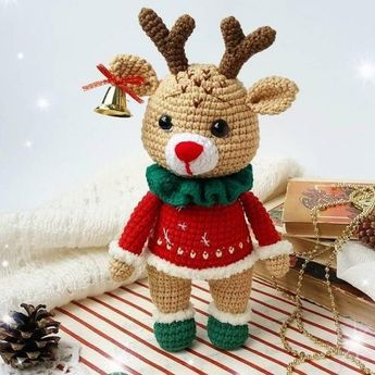 Amigurumi Reindeer, Crochet Deer, Deer Pattern, Crochet Christmas Ornaments, Christmas Crochet Patterns, Christmas Deer, Amigurumi Free, Christmas Toys, Amigurumi Free Pattern