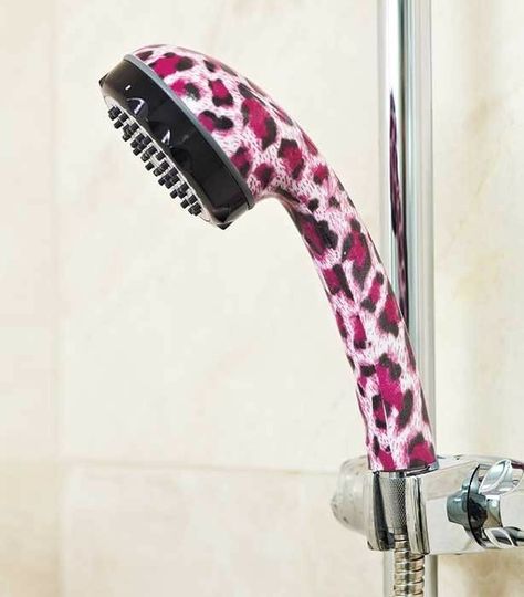 Take your bathroom decor to the next level with this Fashion Printed Shower Head. It easily screws onto a shower hose, adding functionality as well as a pop of fun color. Comes apart into four pieces for easy cleaning. 3-1/4" dia. x 8-1/4"H. Plastic. Simple installation. Zebra Bathroom Decor, Jungle Fashion, Girly Bathroom, Pink Bathroom Decor, Beauty Room Design, College Room, Pink Home Decor, Indie Room, Pink Bathroom